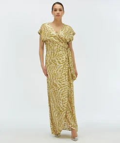ALLOIS maxi-jurk met lurex - gold green