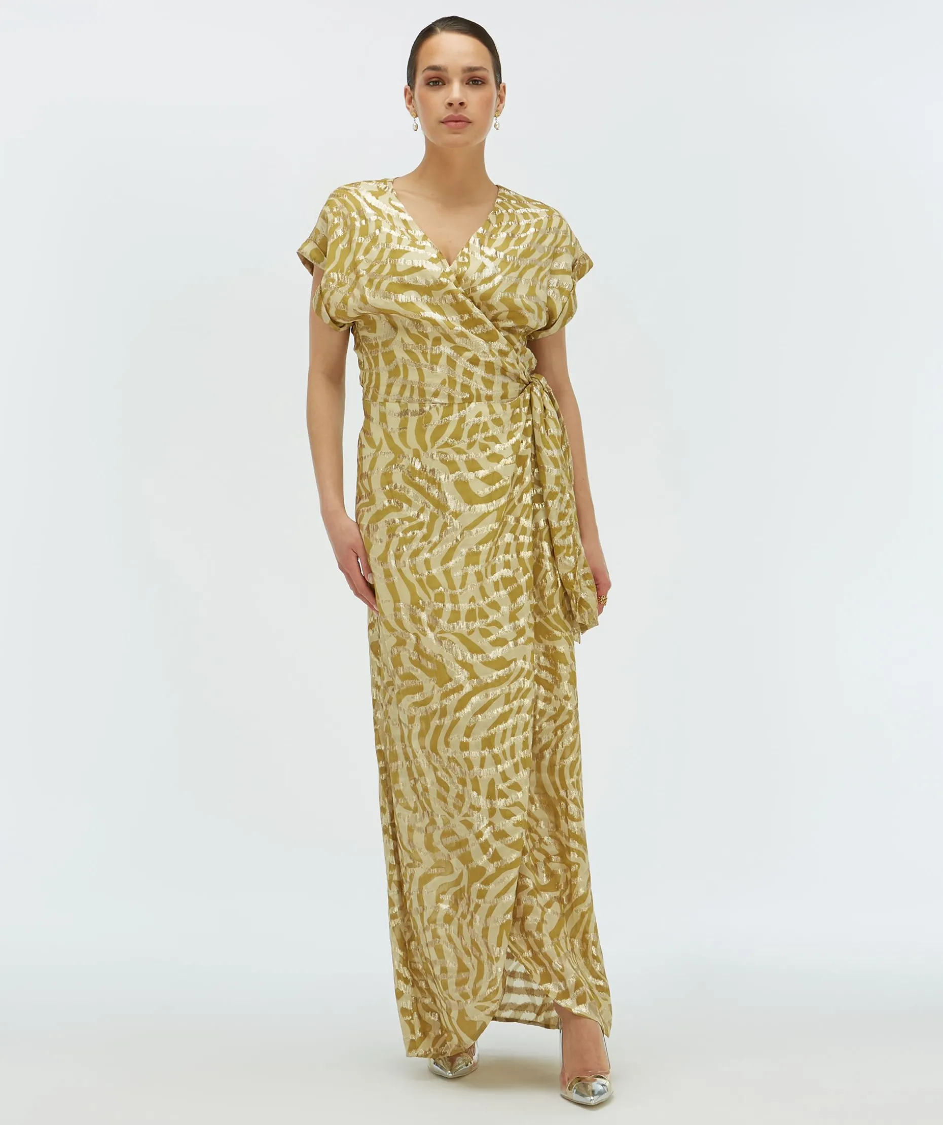 ALLOIS maxi-jurk met lurex - gold green