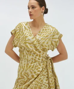 ALLOIS maxi-jurk met lurex - gold green