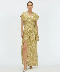 ALLOIS maxi-jurk met lurex - gold green