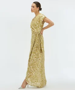 ALLOIS maxi-jurk met lurex - gold green