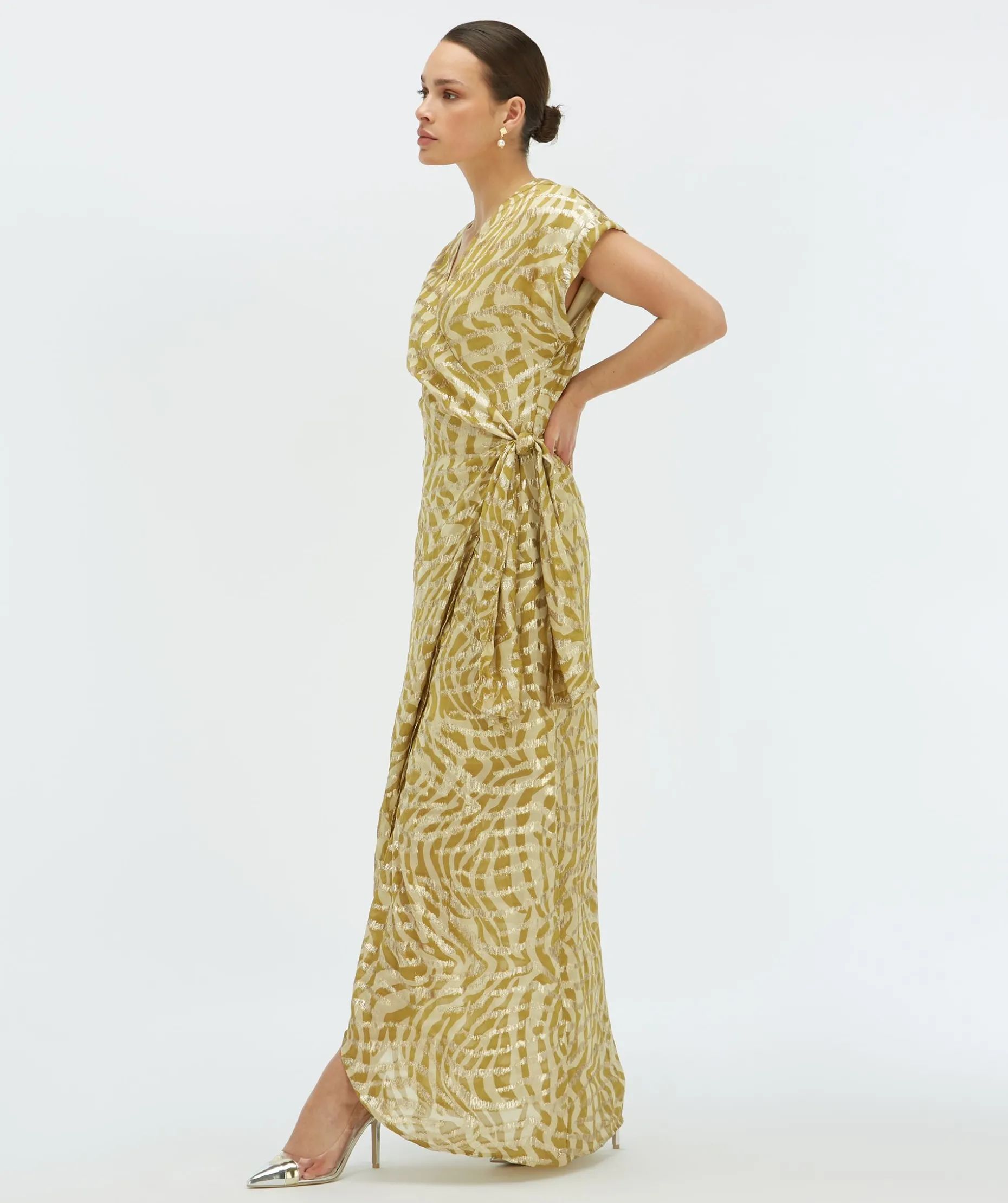 ALLOIS maxi-jurk met lurex - gold green