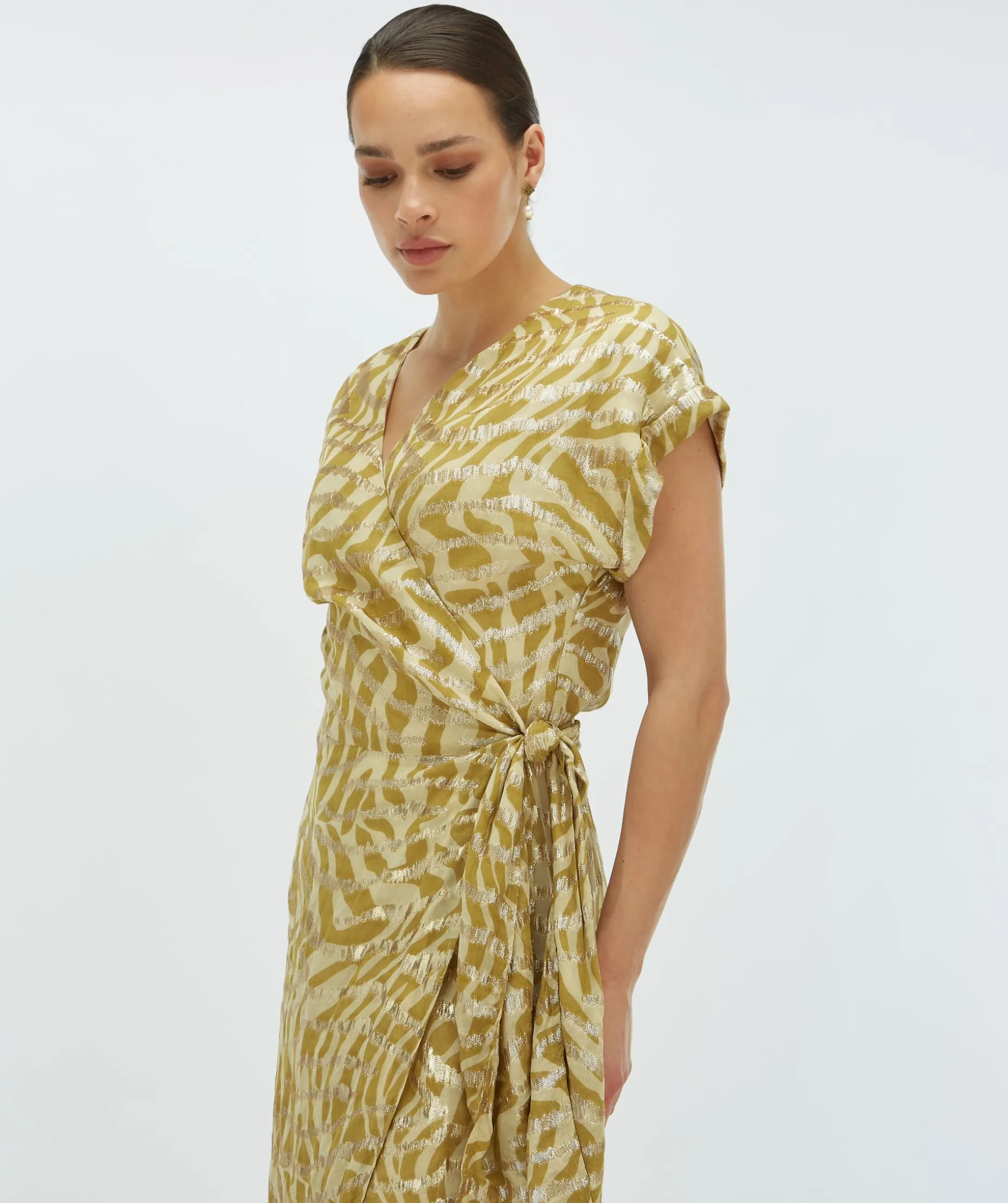 ALLOIS maxi-jurk met lurex - gold green
