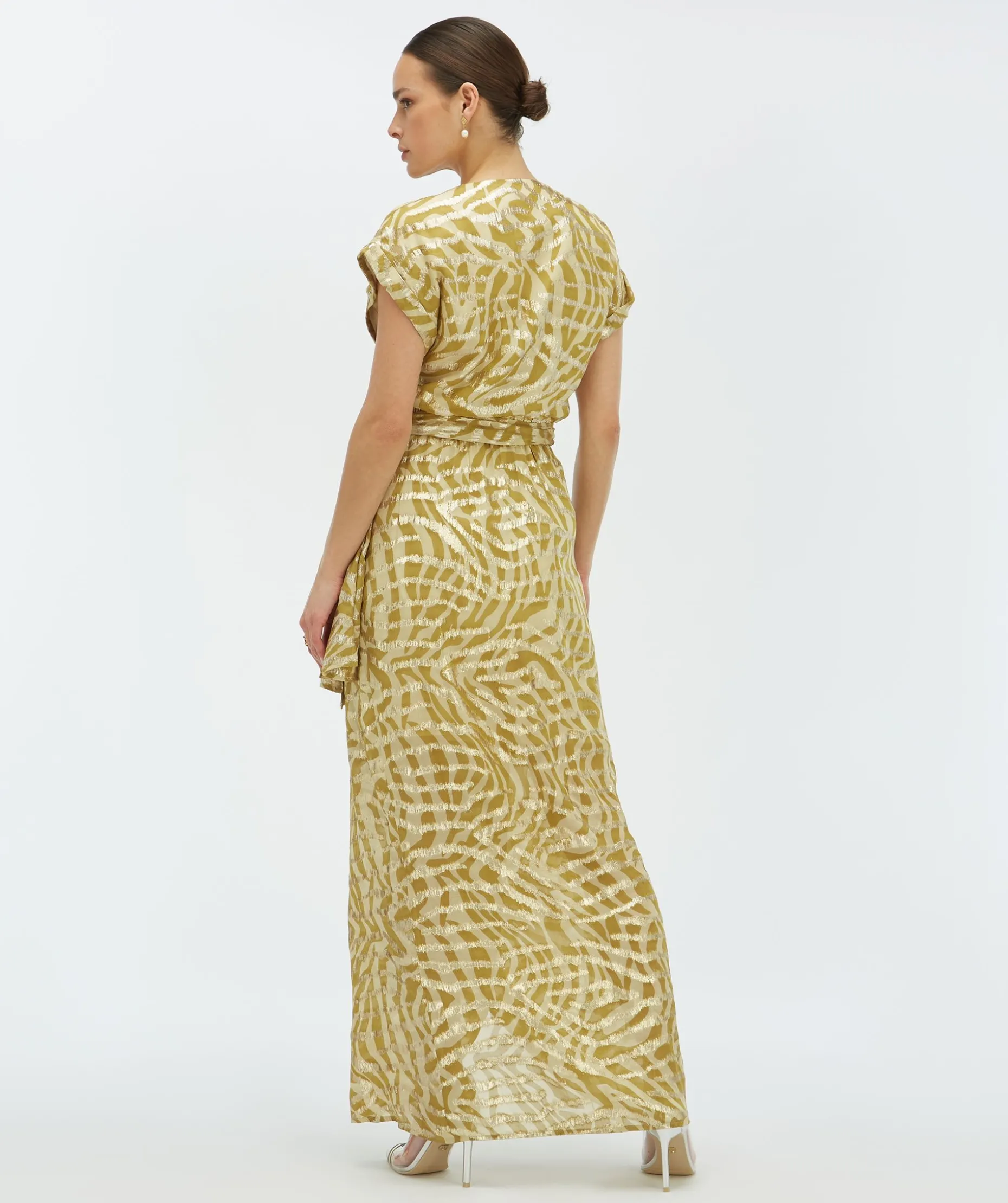 ALLOIS maxi-jurk met lurex - gold green