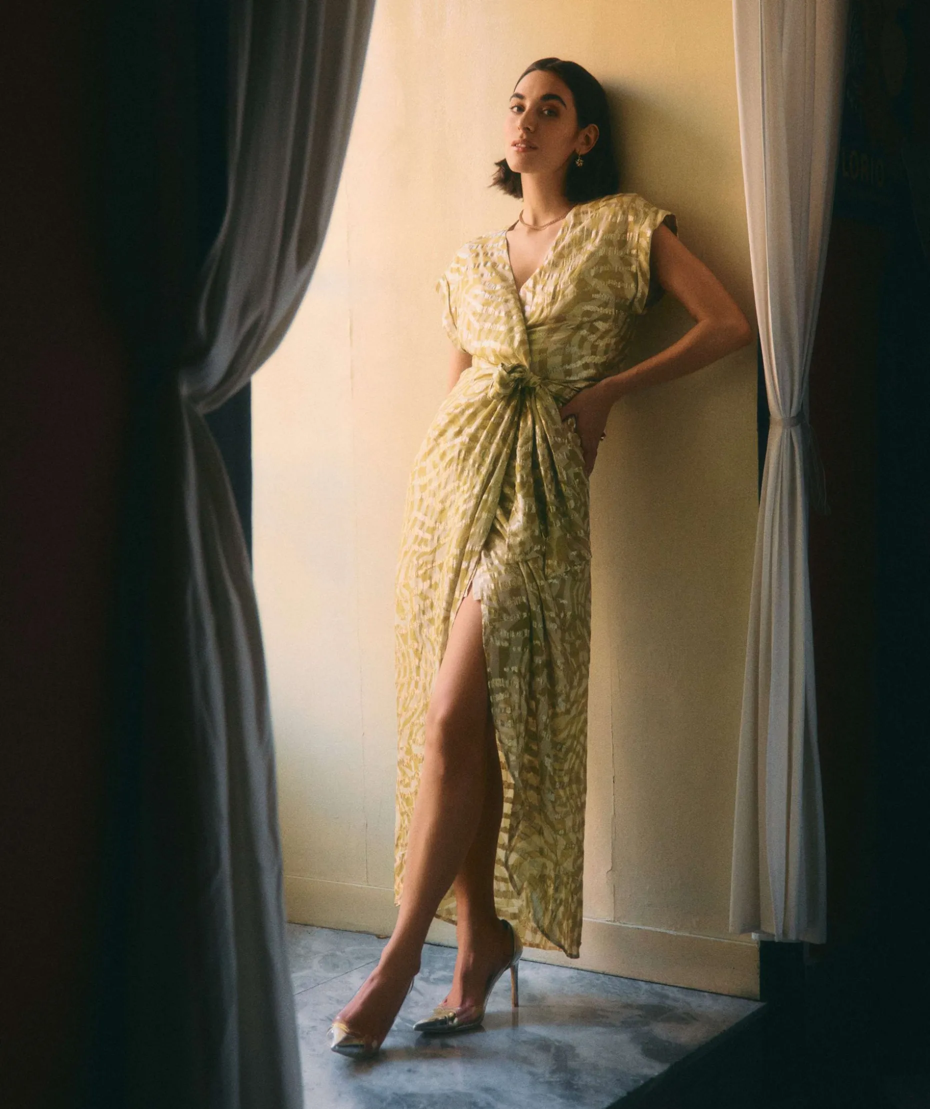 ALLOIS maxi-jurk met lurex - gold green