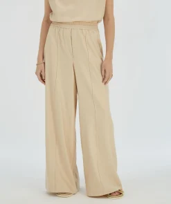 ARIES mid rise wide leg broek - light sand