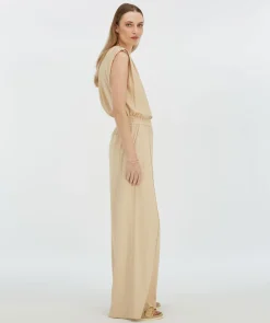 ARIES mid rise wide leg broek - light sand