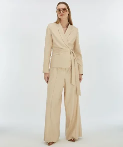 ARIES mid rise wide leg broek - light sand