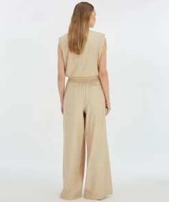ARIES mid rise wide leg broek - light sand