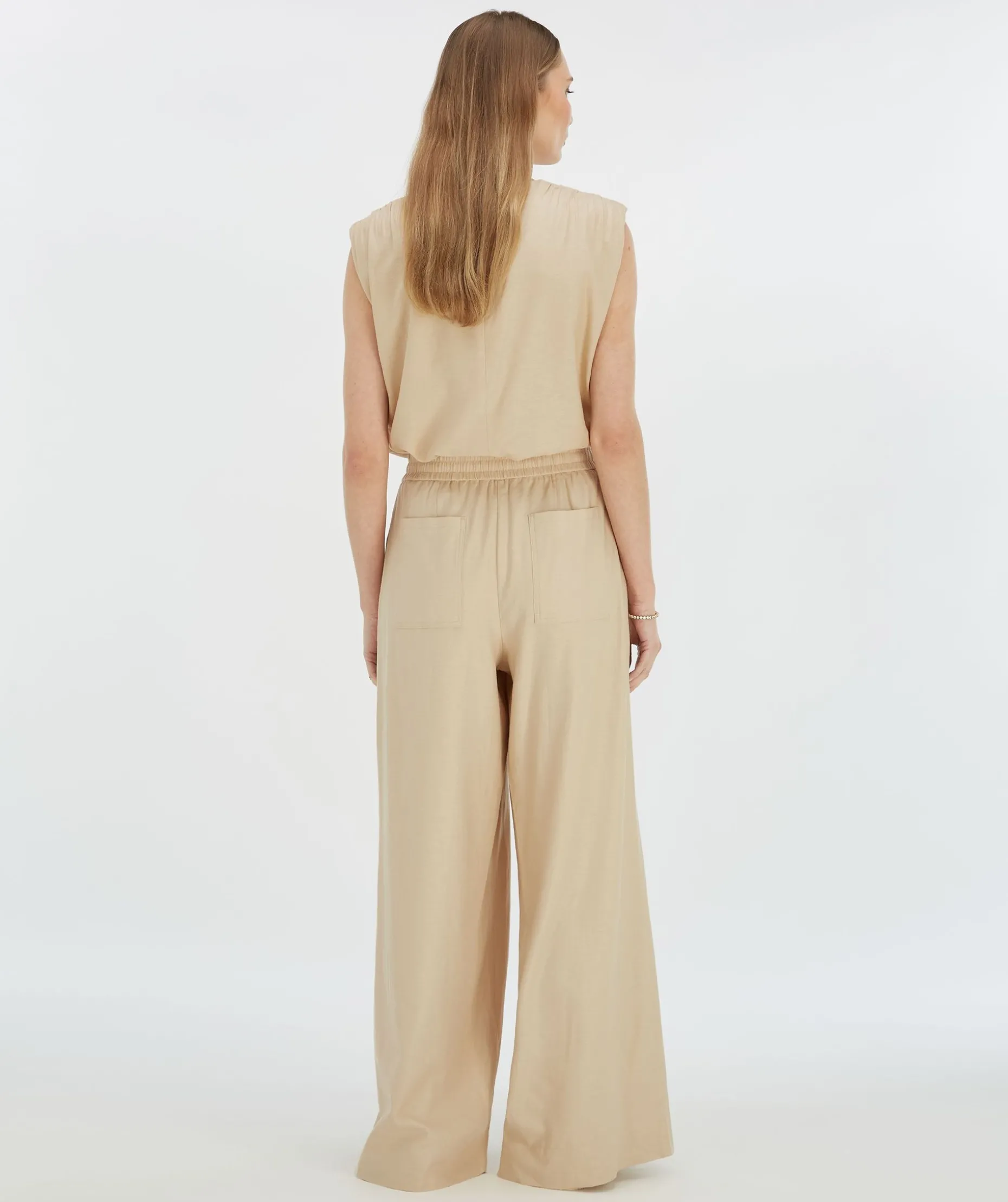 ARIES mid rise wide leg broek - light sand