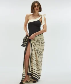 AZINE badpak met strikbandje - black creme white