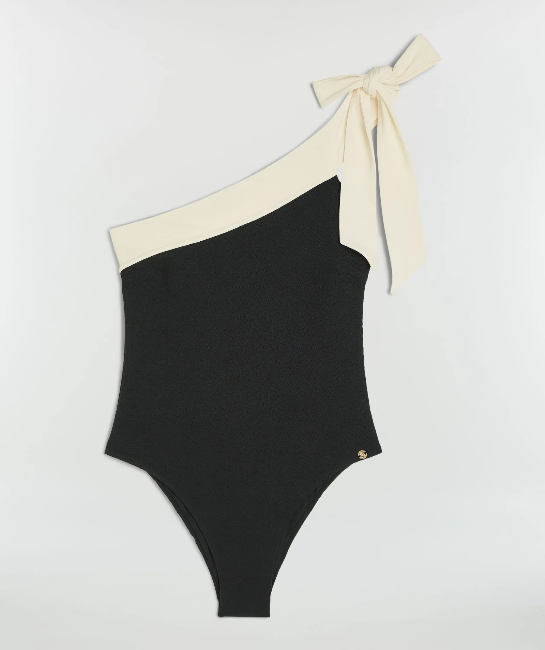 AZINE badpak met strikbandje - black creme white