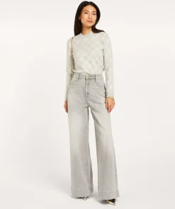 BAILEY mid rise wide leg jeans - grey denim