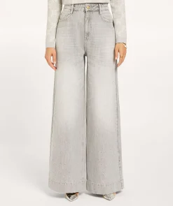 BAILEY mid rise wide leg jeans - grey denim