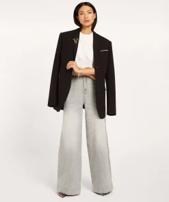 BAILEY mid rise wide leg jeans - grey denim