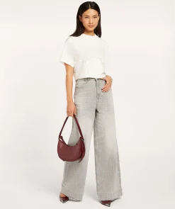 BAILEY mid rise wide leg jeans - grey denim