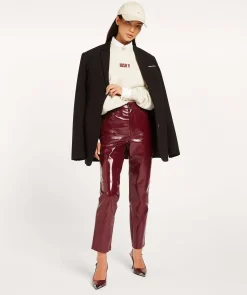 BO high rise girlfriend broek in lak look - berry red