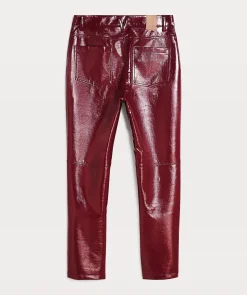 BO high rise girlfriend broek in lak look - berry red