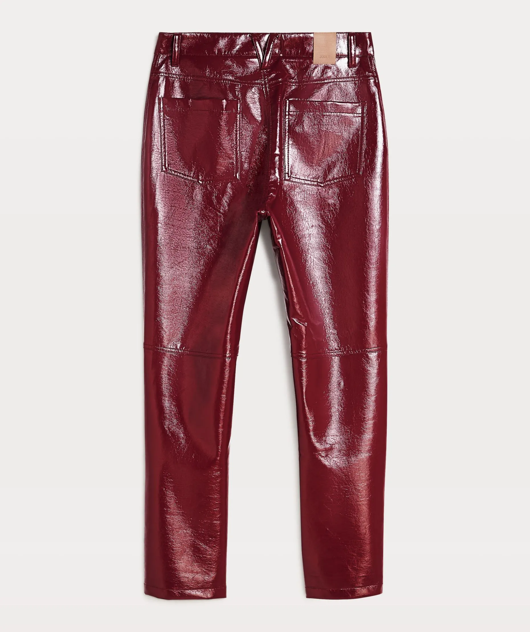 BO high rise girlfriend broek in lak look - berry red