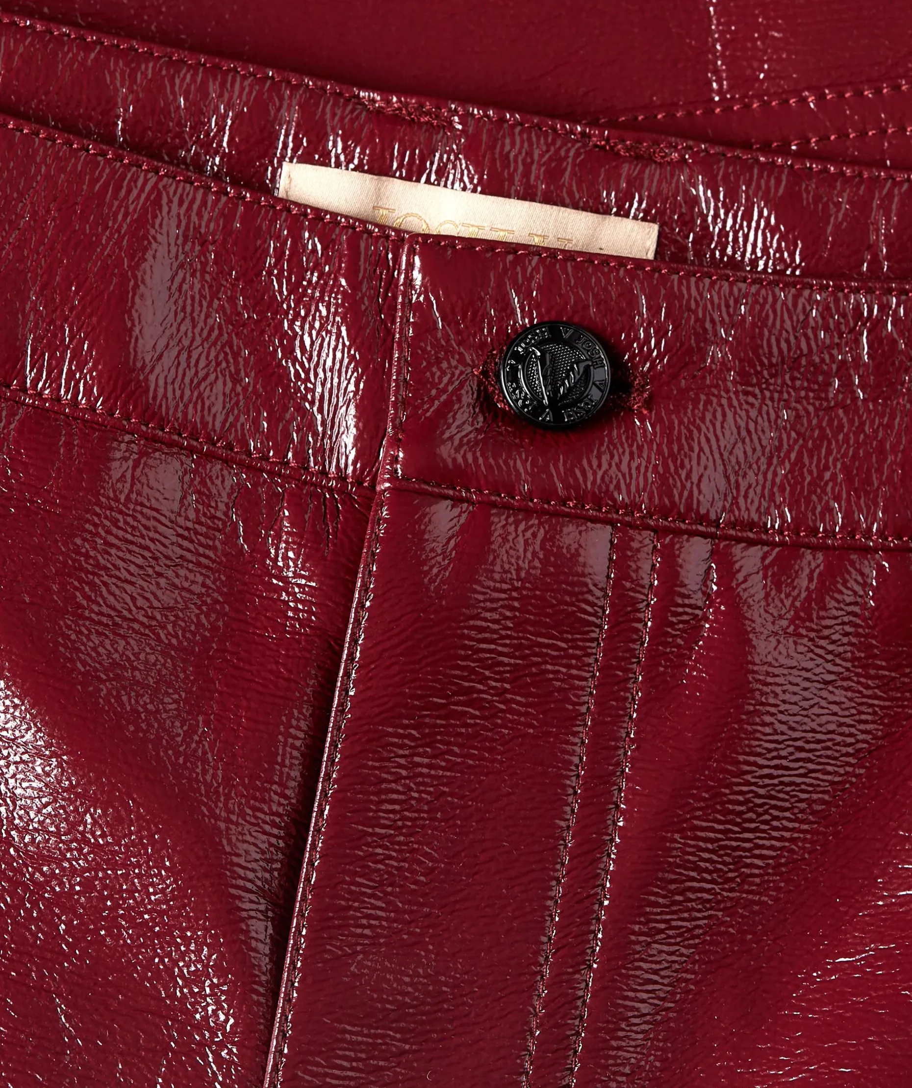 BO high rise girlfriend broek in lak look - berry red