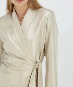 BONITA overslagjurk met glitter - silver