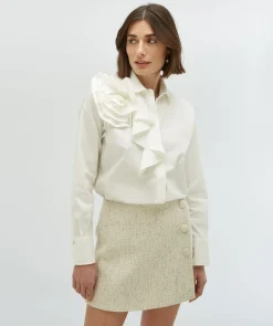 BRISA blouse met stretch - off white