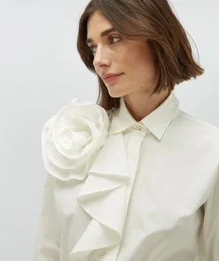 BRISA blouse met stretch - off white