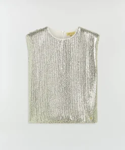 BROOKS straight fit top met pailletten - light gold sequin