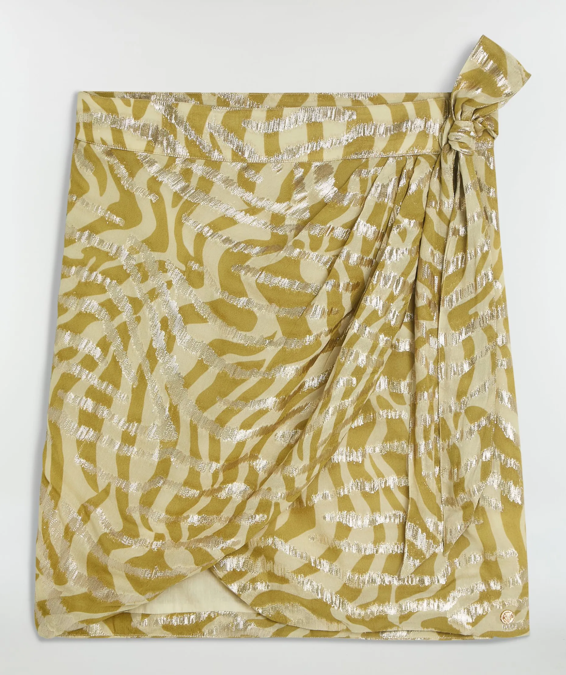CAMEO high waisted overslagrok met lurex - gold green