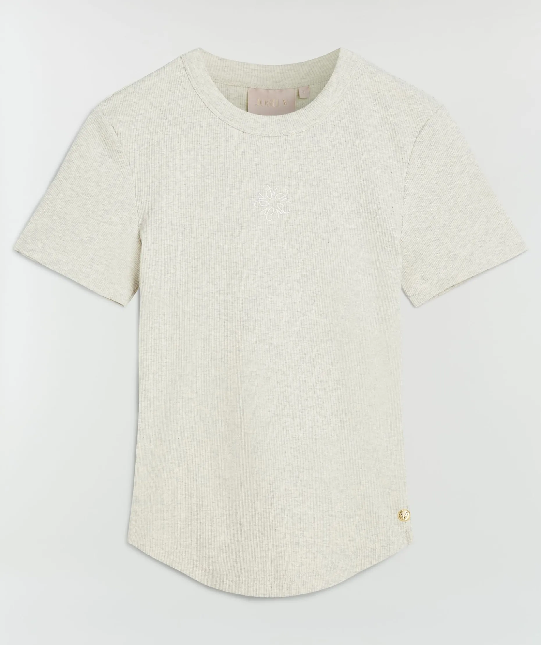 CODY fitted T-shirt met logo - ecru melange