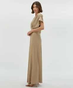 CORRIN regular fit jurk in satijn look - light mink