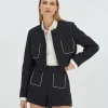 DAANTJE cropped bouclé blazer met sierstenen - dark navy