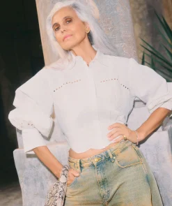 DAPHNE cropped blouse - white
