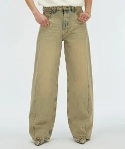 DEWI mid rise balloon fit jeans - dirty wash denim