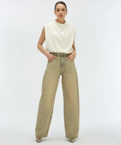DEWI mid rise balloon fit jeans - dirty wash denim