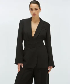 DIDI blazer met ceintuur - black