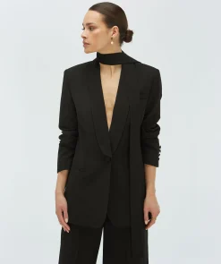DIDI blazer met ceintuur - black