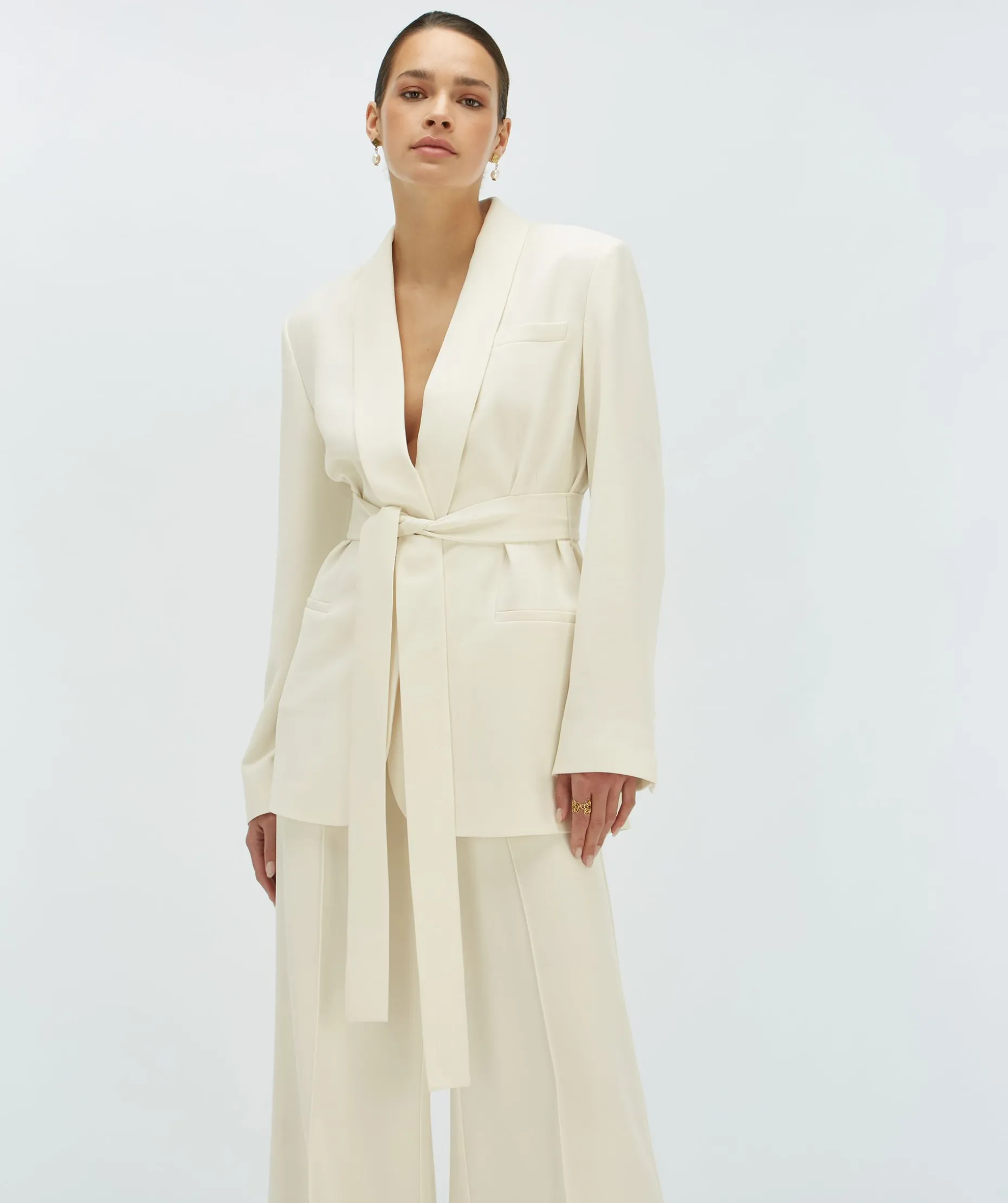 DIDI blazer met ceintuur - cocoon white