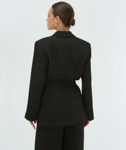 DIDI blazer met ceintuur - black