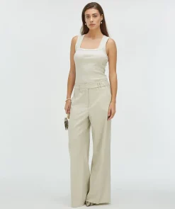 DIEDA fitted top met logo - ecru melange