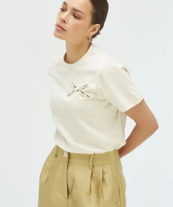 DORIE BOW regular fit T-shirt - ecru melange
