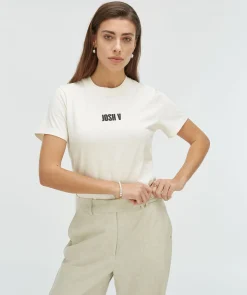 DORIE regular fit T-shirt met logo - light ecru
