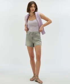 DUNE high waist regular fit shorts - grey denim