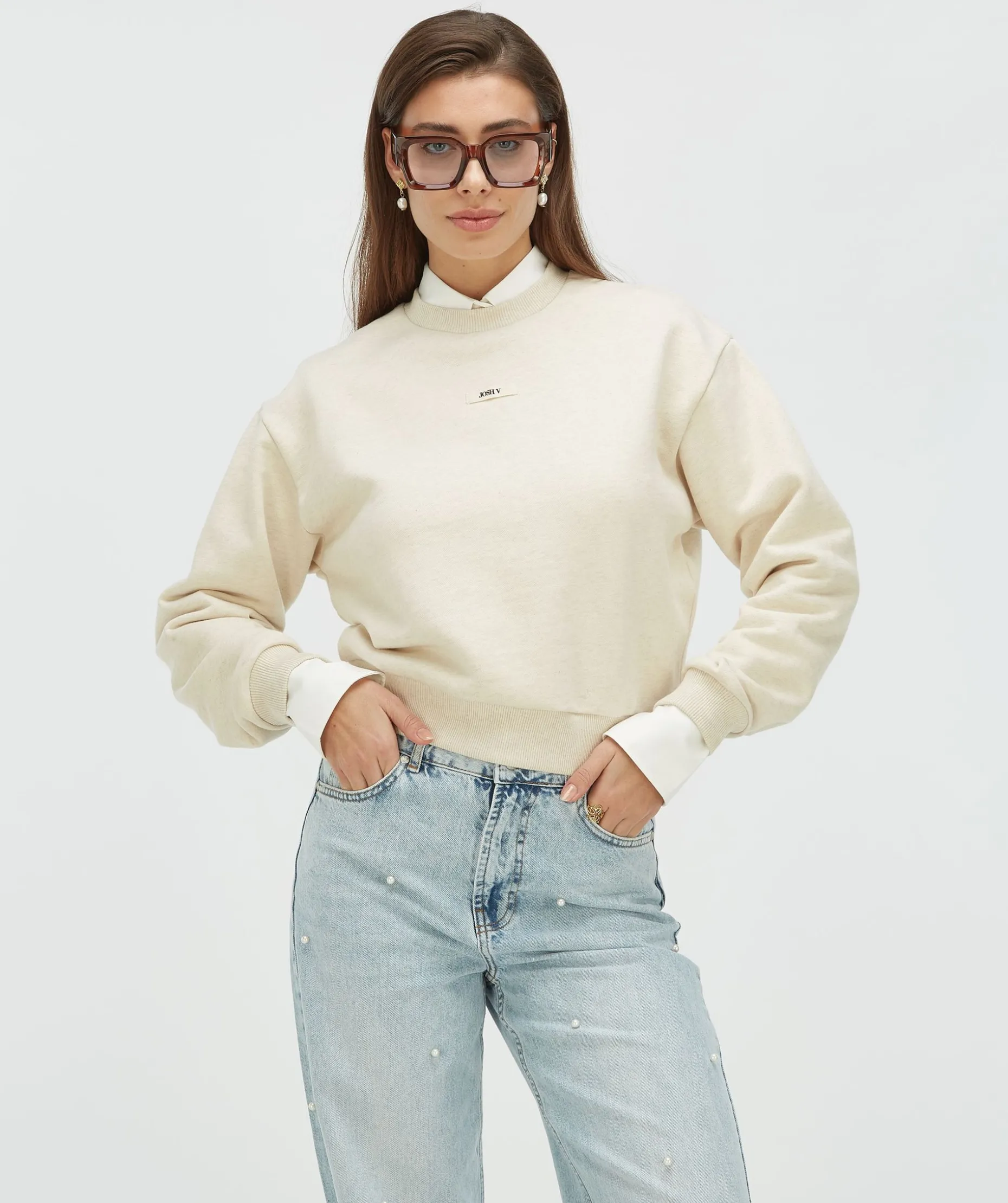 EBAH regular fit sweater - light ecru melange