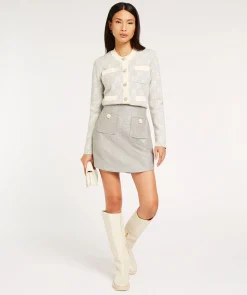 ELLEN fitted rok met lurex - grey silver