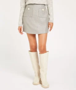 ELLEN fitted rok met lurex - grey silver