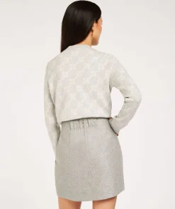 ELLEN fitted rok met lurex - grey silver