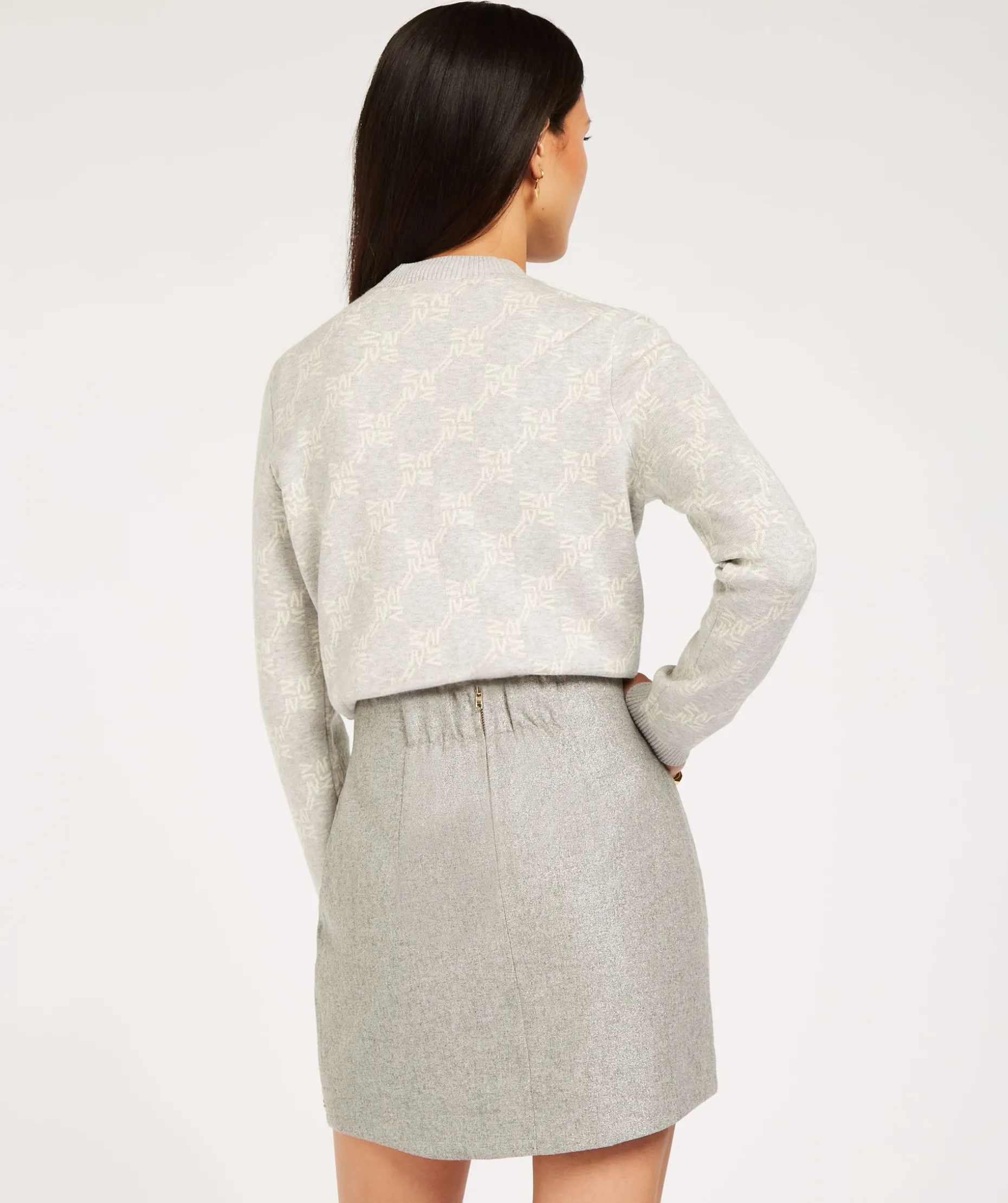 ELLEN fitted rok met lurex - grey silver