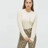 ESAI slim fit trui met sierstenen - ecru melange