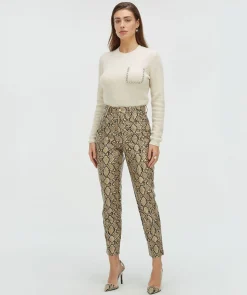 ESAI slim fit trui met sierstenen - ecru melange